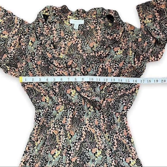 Top Shop Fall Floral Print Ruffle Accent Fit and Flare Dress sz 4 - Picture 7 of 14